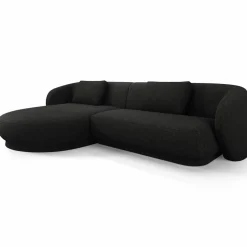 Mazzini Sofas Canapé angle gauche Linden Chenille 4 Places noir - 289x177x72 cm
