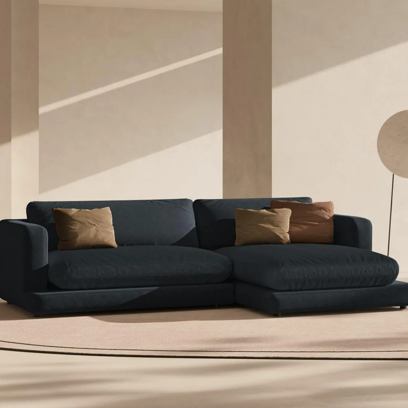 Mazzini Sofas Canapé d'angle droit Daphne 4 Places Noir - 270x170x86 cm