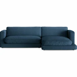 Mazzini Sofas Canapé d'angle droit Daphne 4 Places Bleu Marine - 270x170x86 cm