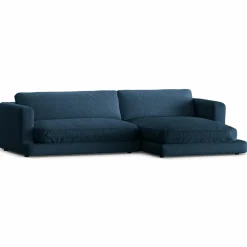 Mazzini Sofas Canapé d'angle droit Daphne 4 Places Bleu Marine - 270x170x86 cm