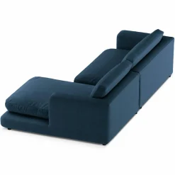 Mazzini Sofas Canapé d'angle droit Daphne 4 Places Bleu Marine - 270x170x86 cm