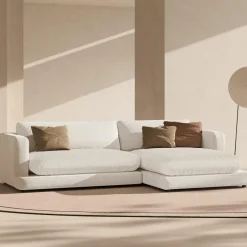 Clearance Mazzini Sofas Canapé d'angle droit Daphne 4 Places Ivoire - 270x170x86 cm