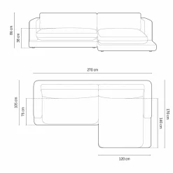 Hot Mazzini Sofas Canapé d'angle droit Daphne 4 Places Vert mousse - 270x170x86 cm
