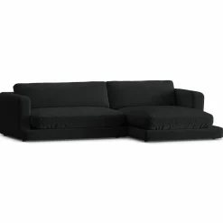 Mazzini Sofas Canapé d'angle droit en Velours Daphne 4 Places Noir - 270x170x86 cm