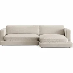 New Mazzini Sofas Canapé d'angle droit en Velours Daphne 4 Places Beige Clair - 270x170x86 cm