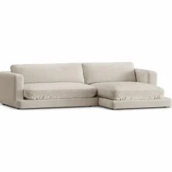 New Mazzini Sofas Canapé d'angle droit en Velours Daphne 4 Places Beige Clair - 270x170x86 cm