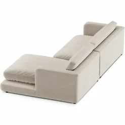 New Mazzini Sofas Canapé d'angle droit en Velours Daphne 4 Places Beige Clair - 270x170x86 cm