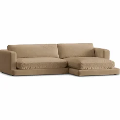 Mazzini Sofas Canapé d'angle droit en Velours Daphne 4 Places Beige Foncé - 270x170x86 cm