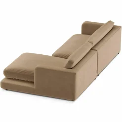 Mazzini Sofas Canapé d'angle droit en Velours Daphne 4 Places Beige Foncé - 270x170x86 cm