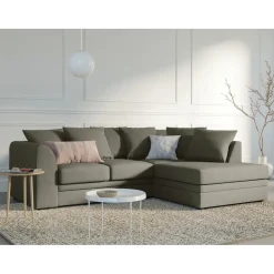 Mazzini Sofas Canapé d'angle Droit Quince Velours côtelé 4 Places gris clair - 221x171x80 cm
