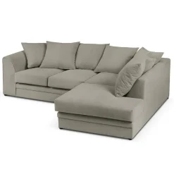 Mazzini Sofas Canapé d'angle Droit Quince Velours côtelé 4 Places gris clair - 221x171x80 cm