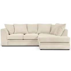 Mazzini Sofas Canapé d'angle Droit Quince Velours côtelé 4 Places beige clair - 221x171x80 cm
