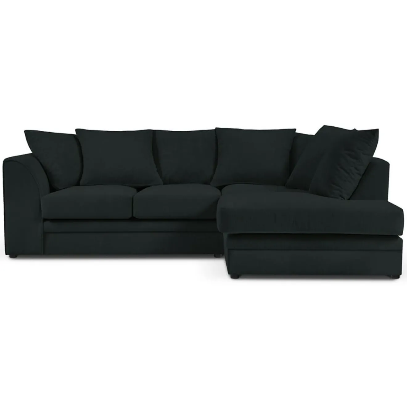 Hot Mazzini Sofas Canapé d'angle Droit Quince Velours côtelé 4 Places noir - 221x171x80 cm