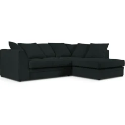Hot Mazzini Sofas Canapé d'angle Droit Quince Velours côtelé 4 Places noir - 221x171x80 cm
