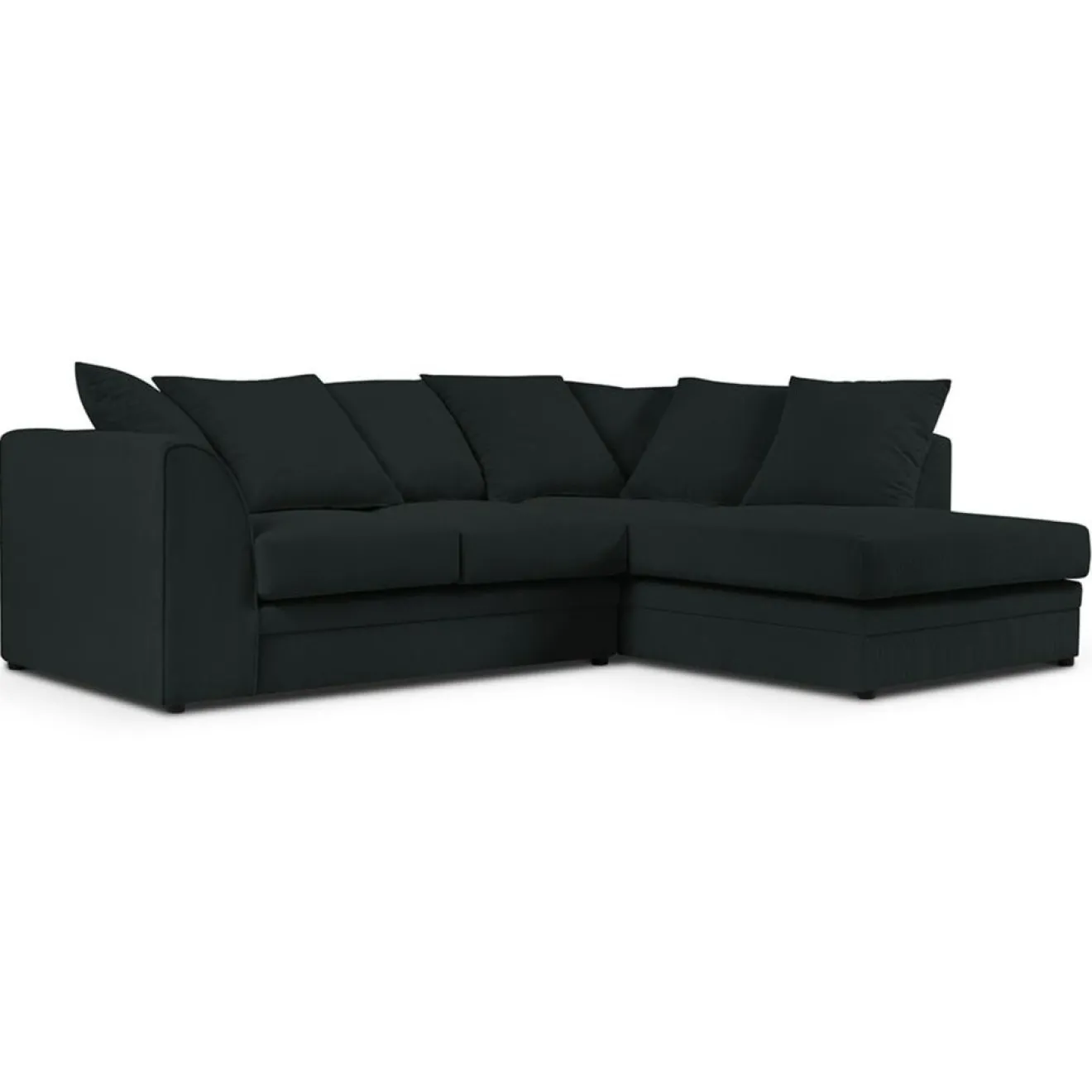 Hot Mazzini Sofas Canapé d'angle Droit Quince Velours côtelé 4 Places noir - 221x171x80 cm
