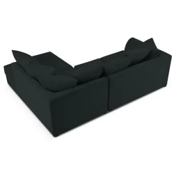 Hot Mazzini Sofas Canapé d'angle Droit Quince Velours côtelé 4 Places noir - 221x171x80 cm