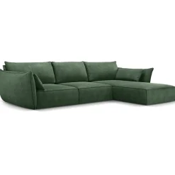 Mazzini Sofas Canapé D'Angle Droit Vanda 5 Places 2 vert bouteille - 208x166x85 cm
