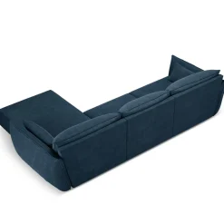 Mazzini Sofas Canapé D'Angle Droit Vanda 5 Places 2 bleu roi - 208x166x85 cm