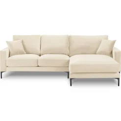 Best Mazzini Sofas Canapé d'angle Droit Velours Venus 4 Places beige clair - 248x160x90 cm