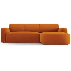 Clearance Mazzini Sofas Canapé d'angle droit Velours Jasmin 4 Places terracotta - 250x170x72 cm