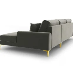 Clearance Mazzini Sofas Canapé d'angle droit velours madara gris - 254x182x90 cm
