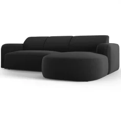 Sale Mazzini Sofas Canapé d'angle droit Velours Jasmin 4 Places noir - 250x170x72 cm