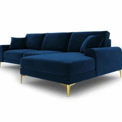 Sale Mazzini Sofas Canapé d'angle droit velours madara bleu roi - 254x182x90 cm