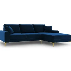 Sale Mazzini Sofas Canapé d'angle droit velours madara bleu roi - 254x182x90 cm