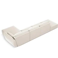 Mazzini Sofas Canapé d'angle droit Velours Vanda 5 Places beige clair - 386x166x85 cm