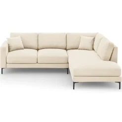 Mazzini Sofas Canapé d'angle Droit Velours Venus 5 Places beige clair - 254x185x90 cm