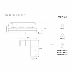 Online Mazzini Sofas Canapé d'angle Droit Venus 5 Places beige - 254x185x90 cm