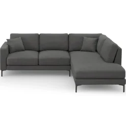 Mazzini Sofas Canapé d'angle Droit Venus 5 Places gris foncé - 254x185x90 cm