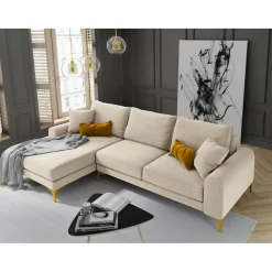 Hot Mazzini Sofas Canapé d'angle gauche 5 places Madara beige - 254x182x90 cm