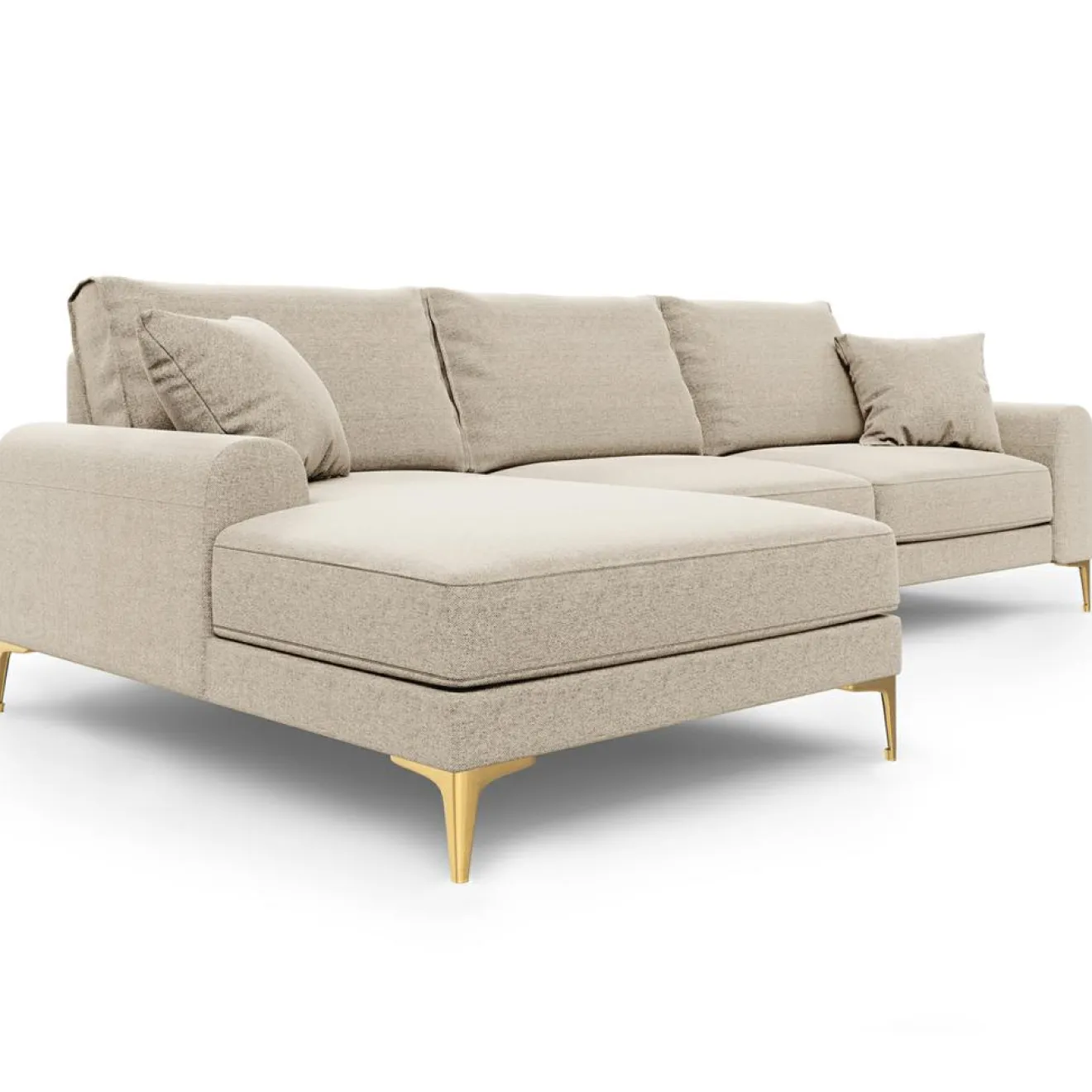 Hot Mazzini Sofas Canapé d'angle gauche 5 places Madara beige - 254x182x90 cm