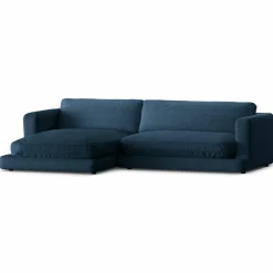 Mazzini Sofas Canapé d'angle Gauche Daphne 4 Places Bleu Marine - 270x170x86 cm