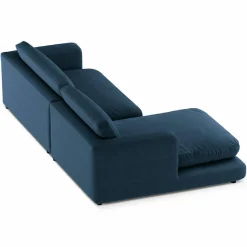 Mazzini Sofas Canapé d'angle Gauche Daphne 4 Places Bleu Marine - 270x170x86 cm