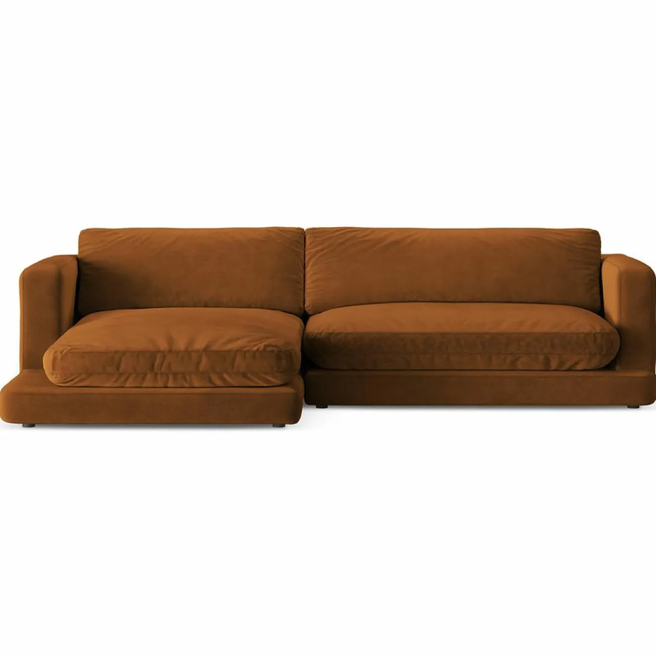 Hot Mazzini Sofas Canapé d'angle Gauche en Velours Daphne 4 Places Terracotta - 270x170x86 cm