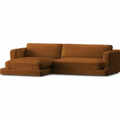 Hot Mazzini Sofas Canapé d'angle Gauche en Velours Daphne 4 Places Terracotta - 270x170x86 cm