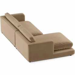 Mazzini Sofas Canapé d'angle Gauche en Velours Daphne 4 Places Beige Foncé - 270x170x86 cm