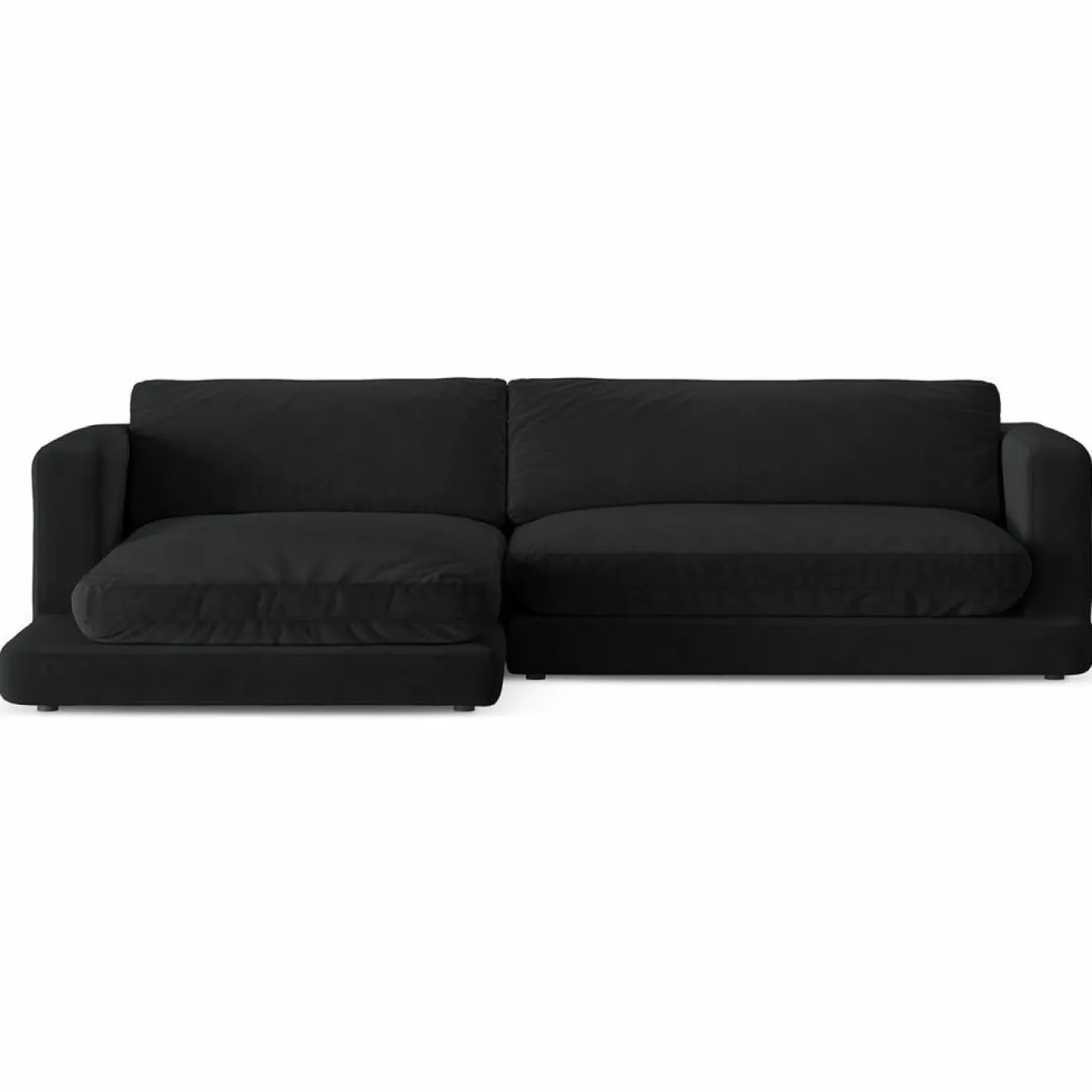 Mazzini Sofas Canapé d'angle Gauche en Velours Daphne 4 Places Noir - 270x170x86 cm