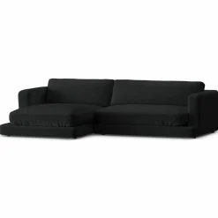 Mazzini Sofas Canapé d'angle Gauche en Velours Daphne 4 Places Noir - 270x170x86 cm
