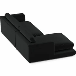 Mazzini Sofas Canapé d'angle Gauche en Velours Daphne 4 Places Noir - 270x170x86 cm