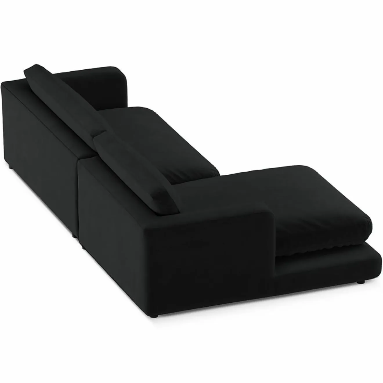 Mazzini Sofas Canapé d'angle Gauche en Velours Daphne 4 Places Noir - 270x170x86 cm