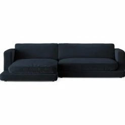 Mazzini Sofas Canapé d'angle Gauche en Velours Daphne 4 Places Bleu Foncé - 270x170x86 cm
