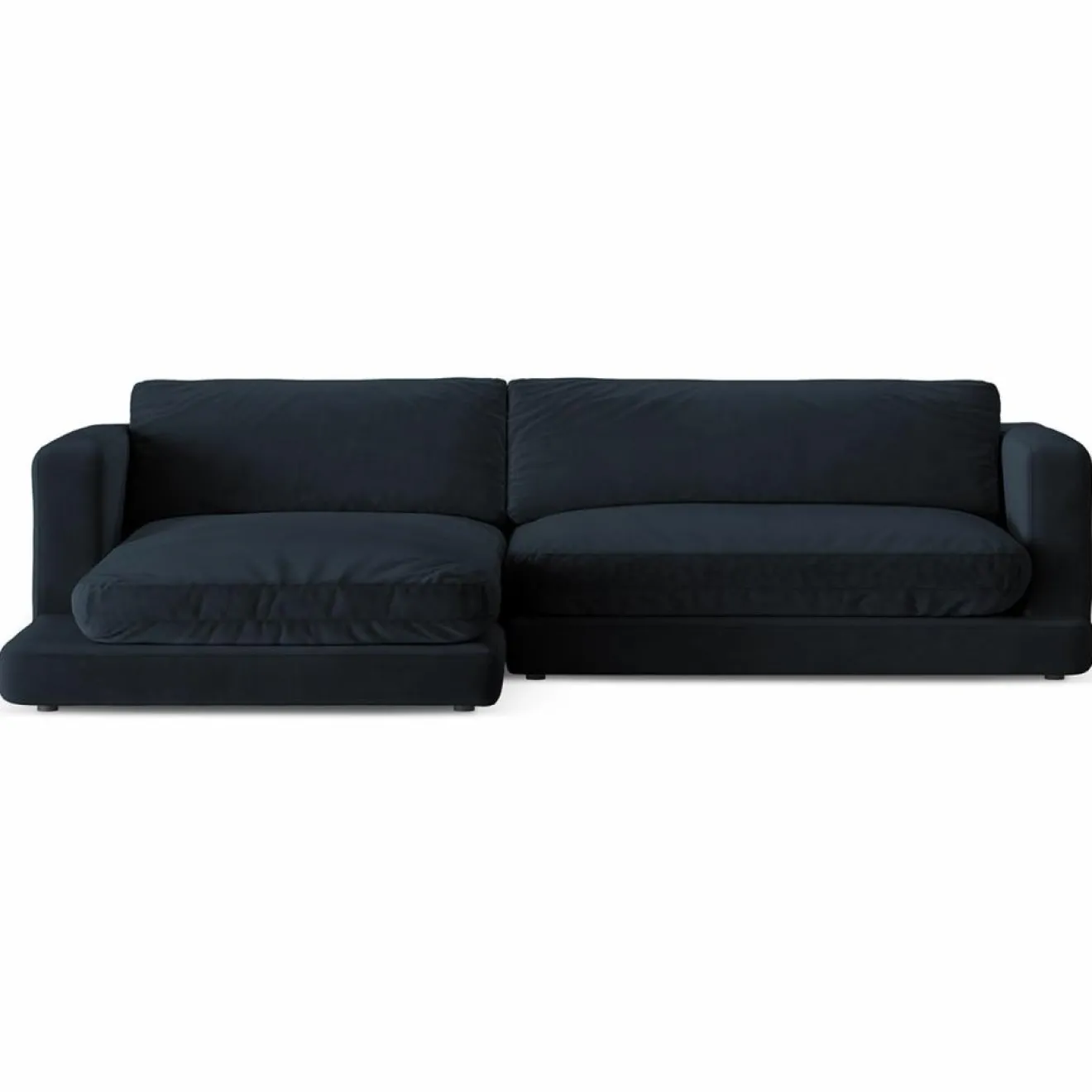 Mazzini Sofas Canapé d'angle Gauche en Velours Daphne 4 Places Bleu Foncé - 270x170x86 cm