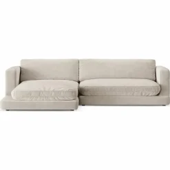 Sale Mazzini Sofas Canapé d'angle Gauche en Velours Daphne 4 Places Beige Clair - 270x170x86 cm