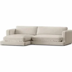Sale Mazzini Sofas Canapé d'angle Gauche en Velours Daphne 4 Places Beige Clair - 270x170x86 cm