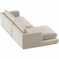 Sale Mazzini Sofas Canapé d'angle Gauche en Velours Daphne 4 Places Beige Clair - 270x170x86 cm