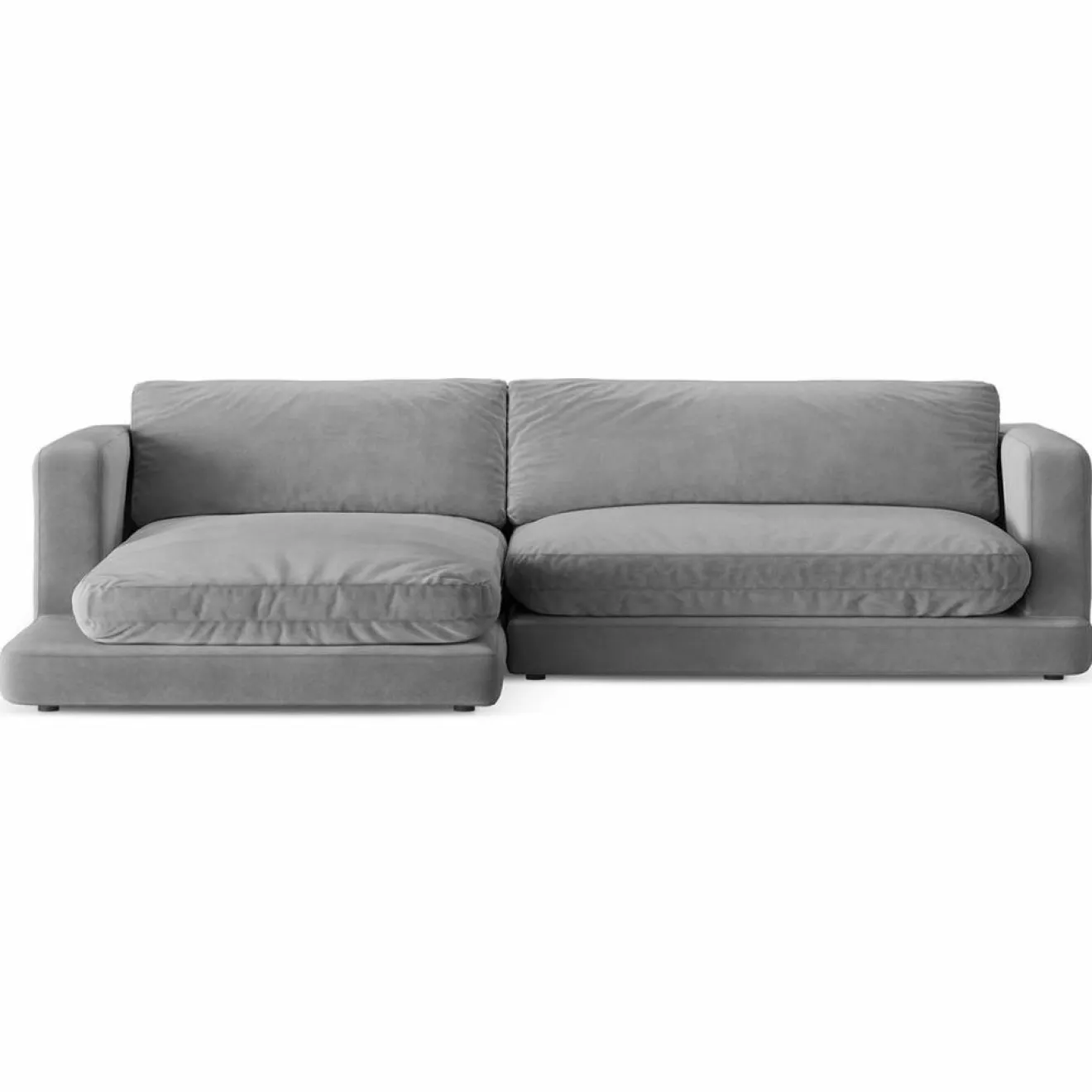 Online Mazzini Sofas Canapé d'angle Gauche en Velours Daphne 4 Places Gris Clair - 270x170x86 cm