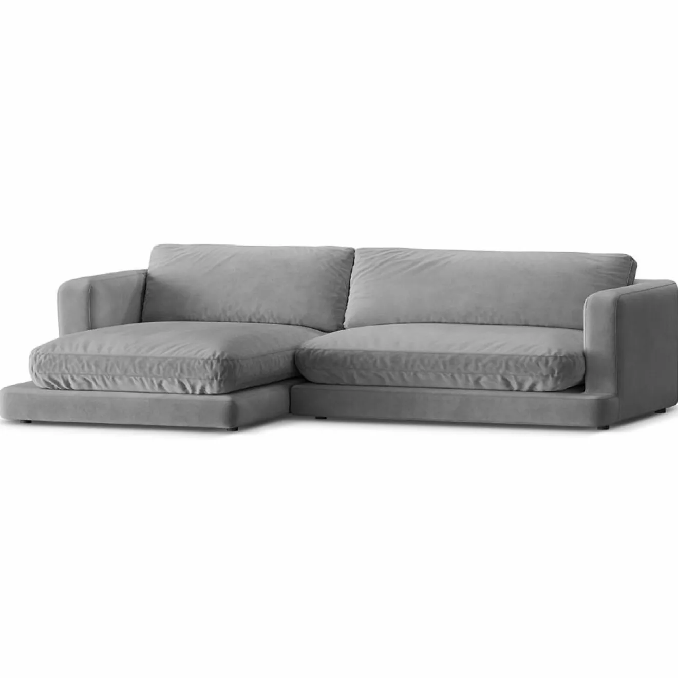 Online Mazzini Sofas Canapé d'angle Gauche en Velours Daphne 4 Places Gris Clair - 270x170x86 cm